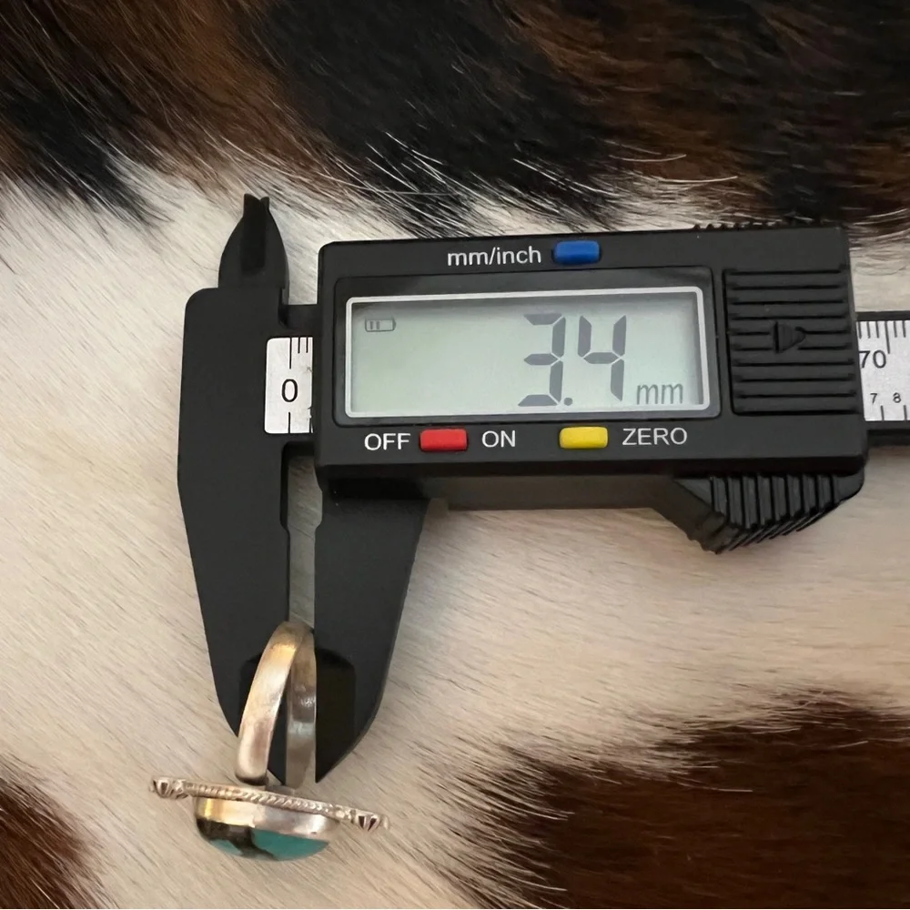 ❤️ Hubei Turquoise Navajo Style Spiderweb Decorative ADJ Oval Matte 925 Ring - Picture 12 of 14